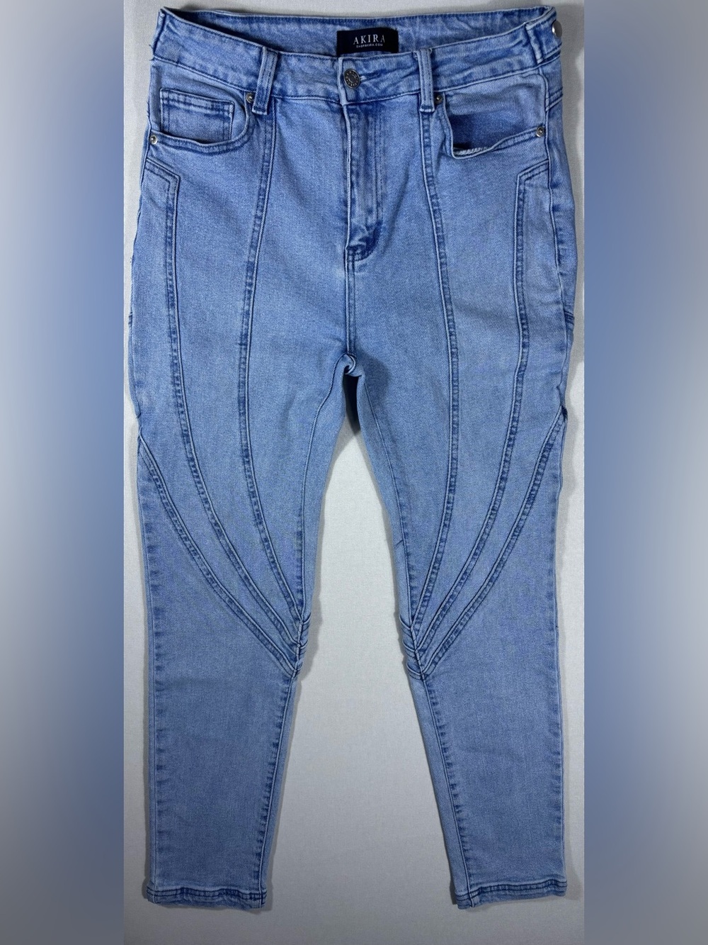 AKIRA Light Wash Seamed Panel Skinny Jeans Women’s 9 W28